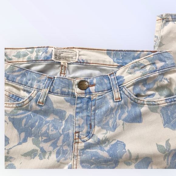 Current Elliott Blue Rose Skinny Jeans Floral Print The Stiletto Low Rise 26 - Picture 7 of 9